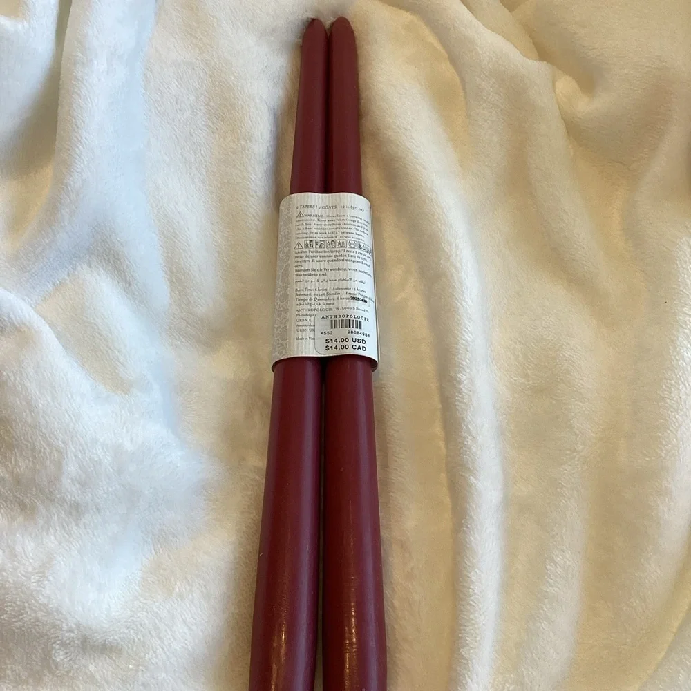 Anthropologie Taper Candles Set of 2 Mauve New Candlestick